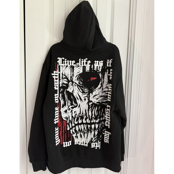 RGSTR Medium Zip-up Hoodie Sweatshirt Grim Reaper Your Time on Earth Men M / W L - Picture 2 of 8